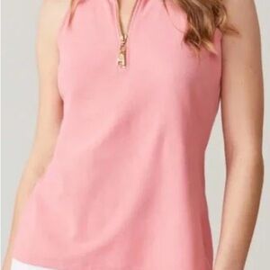 Spartina 449 Pink Tank Top with Gold Zipper